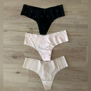 Victoria's Secret Thongs- Black, Pink, and Cream